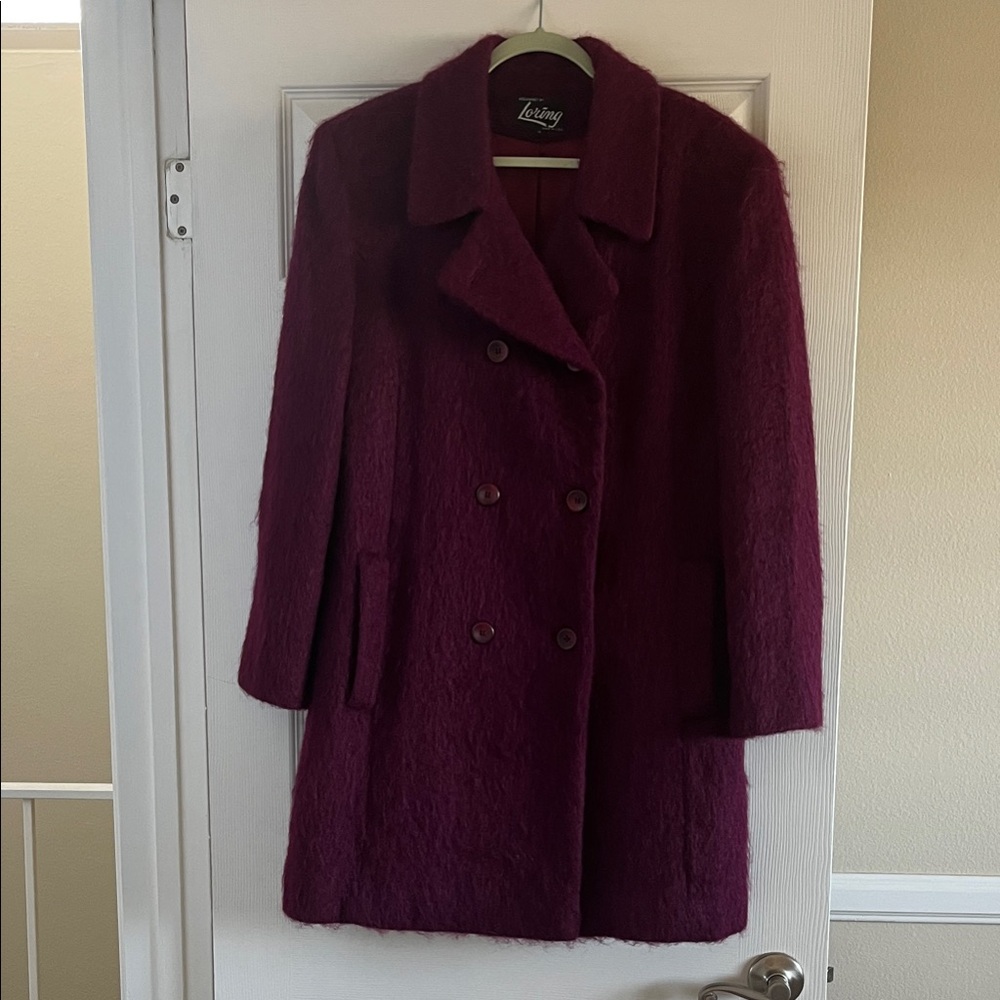 Vintage Loring Women's Rich Magenta/Purple Mohair/Wool Coat. Made in USA.